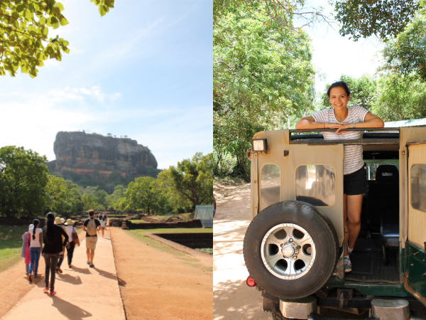 Sri Lanka: Sigirya-Felsen und Valerie vor der Nationalpark-Safari